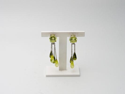 Ohrhänger 750 Weißgold mit Peridot & Brillant