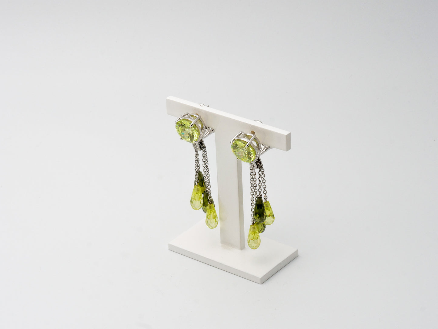 Ohrhänger 750 Weißgold mit Peridot & Brillant