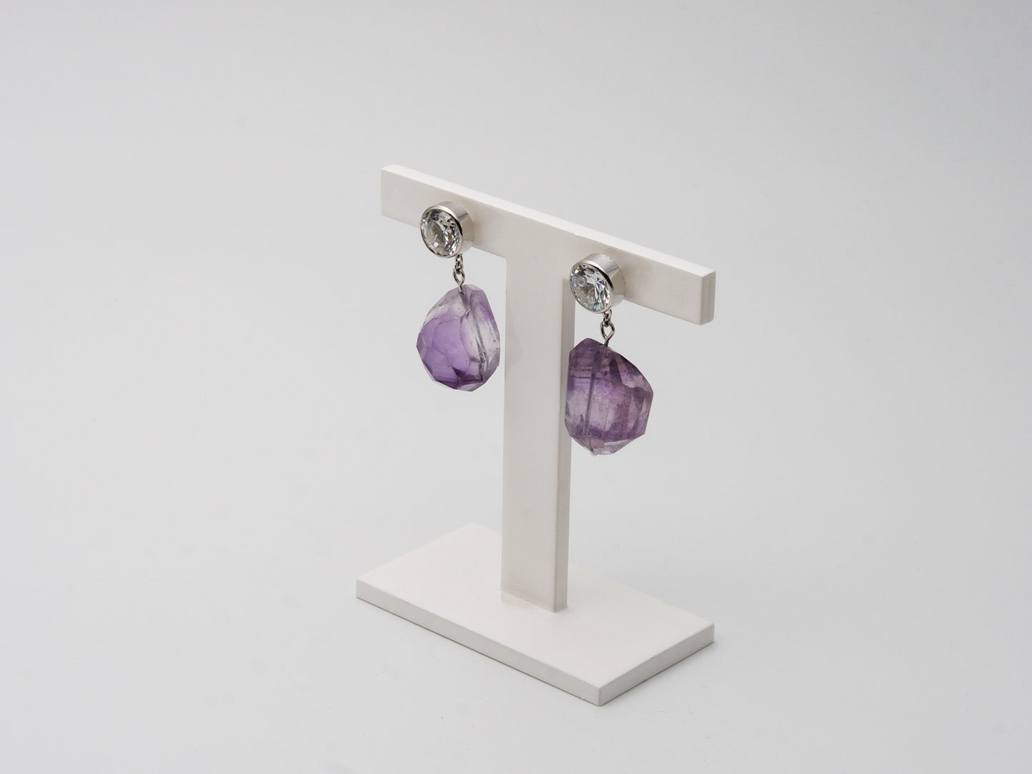 Ohrhänger 585 Weißgold mit Amethyst & Zirkon