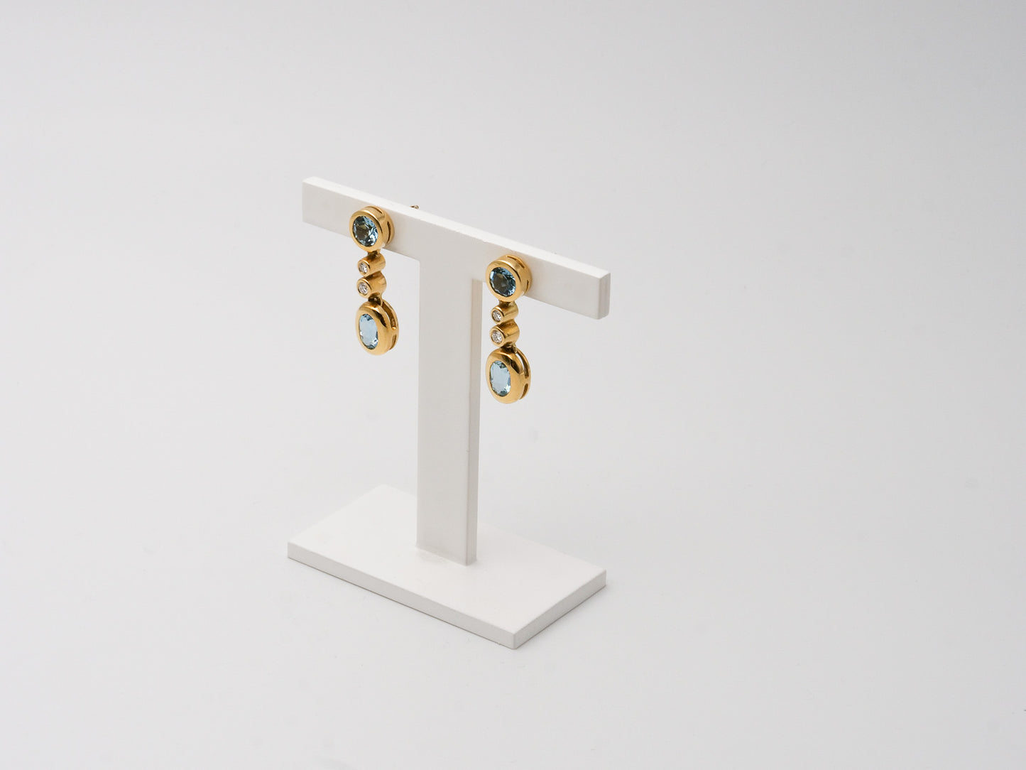 Ohrhänger 750 Gelbgold mit 1,7 ct Aquamarin & 0,14 ct Brillant