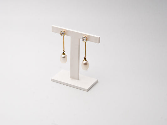 Ohrstecker 333 Gelbgold mit Perle & Zirkon